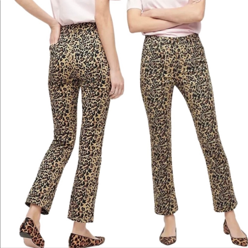 New J. Crew Kickout Crop Pant Leopard Print Size 29 High Rise